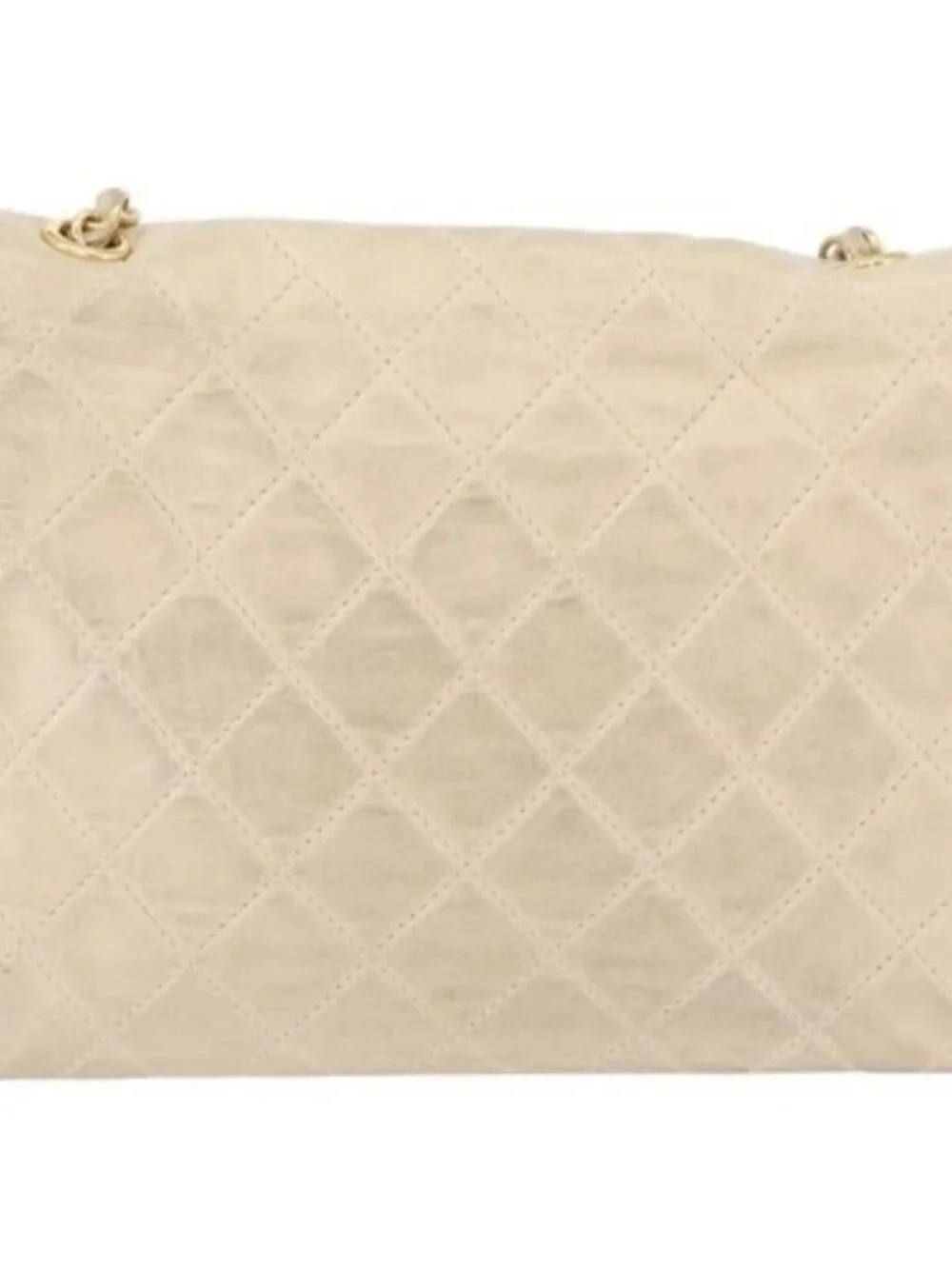 CHANEL Matelasse Chain Shoulder Bag Lamb Skin Beige Gold CC Auth BA10672